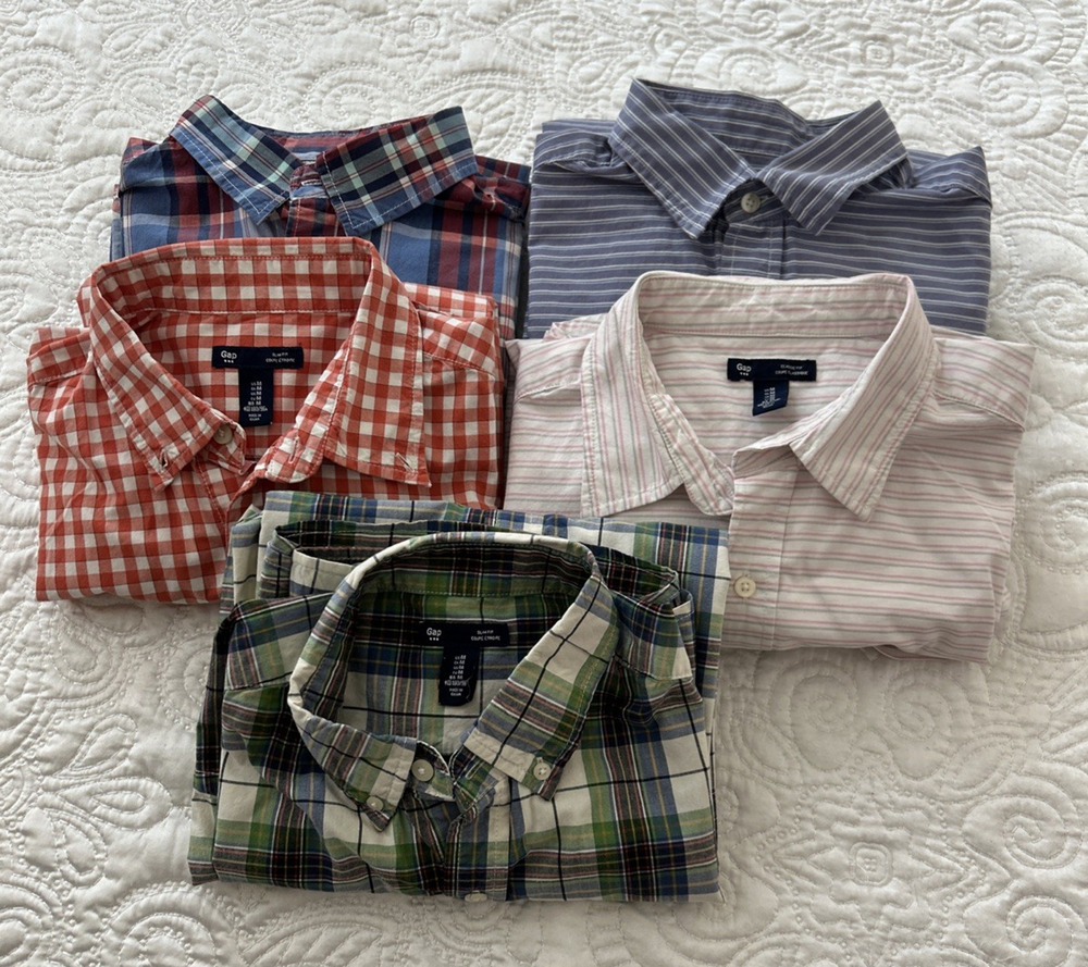 Lot of 5 Gap Mens Casual Dress Shirts Slim Fit Mixed Long Sleeve Size Medium